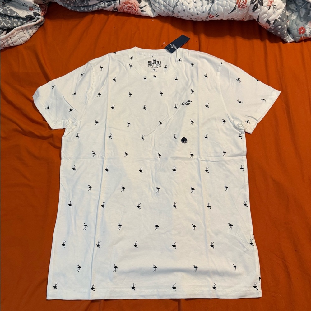 Hollister White Tee with Black Print